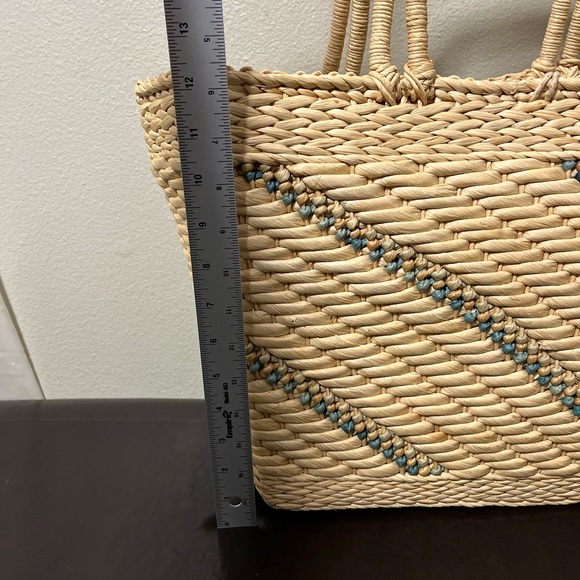 Vintage Woven Straw Raffia Boho Beach Style Shoulder Tote Bag India - Picture 7 of 9